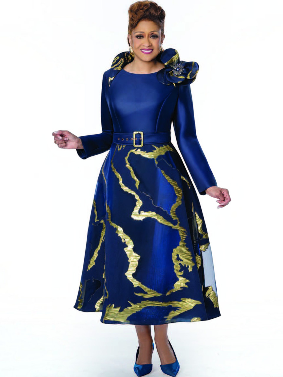 スーツ・フォーマル・ドレス UPPER EMBROIDERY FLARE DRESS Dorinda Clark Cole 310581 Designer Church Suits & Dress – Elegant