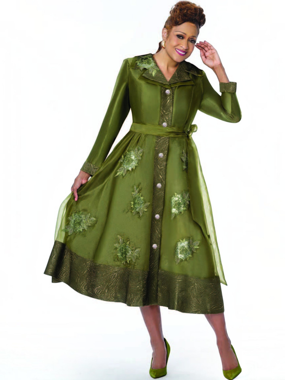 スーツ・フォーマル・ドレス L'or Cape collar Dress Dorinda Clark Cole 310591 Designer Church Suits & Dresses