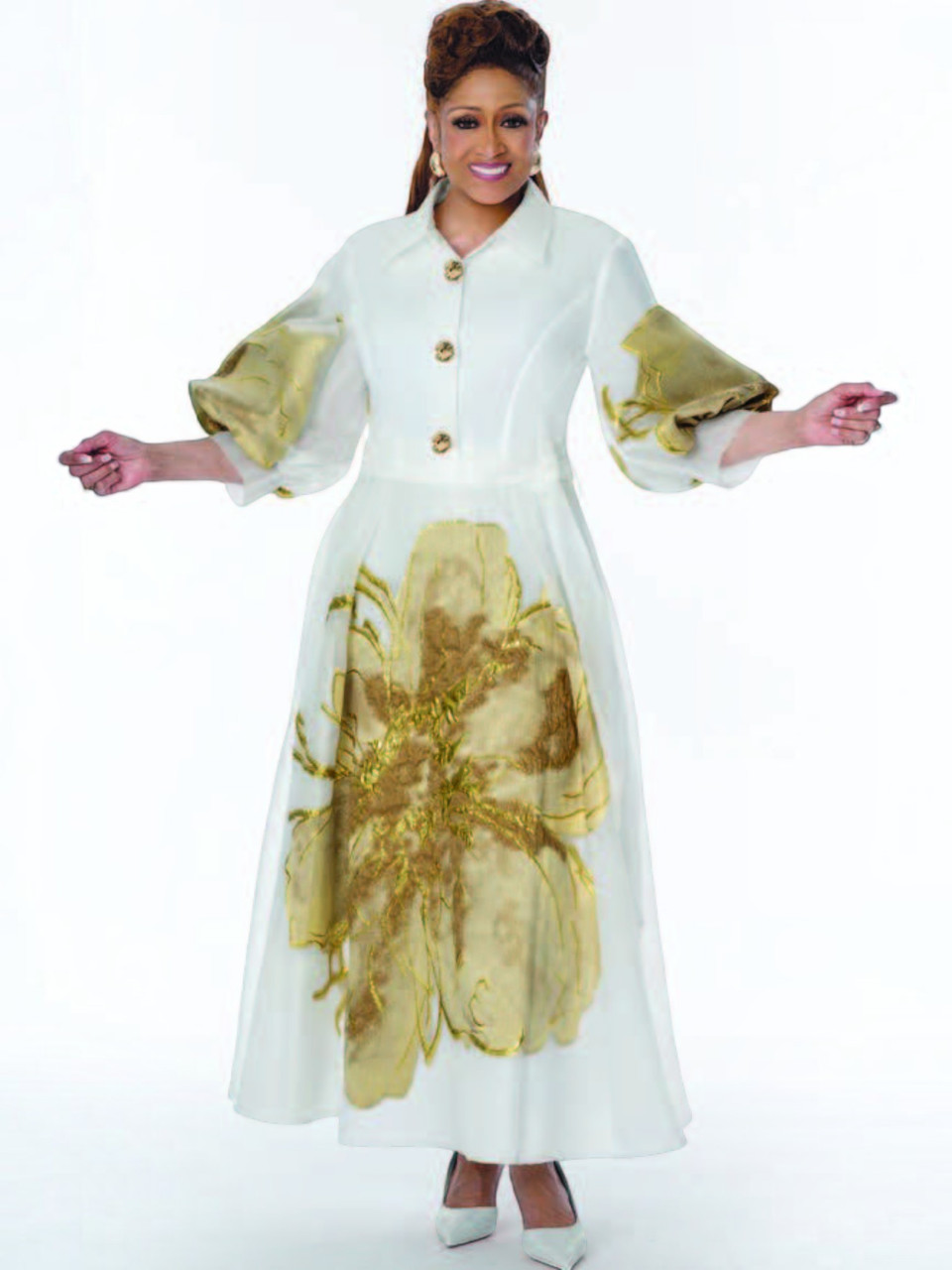 Dorinda Clark Cole 310321 White Designer Church Suits & Dresses