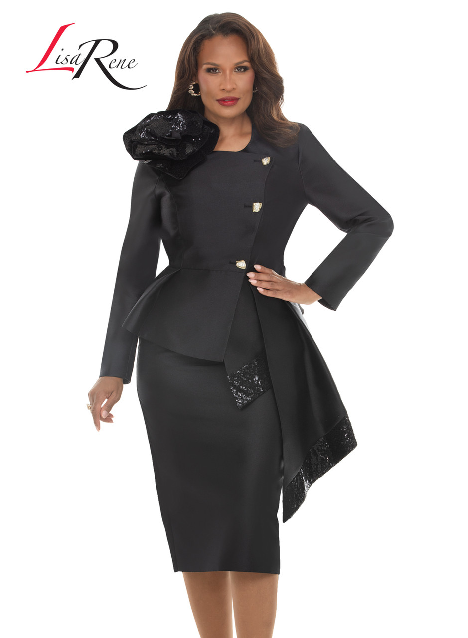 Lisa Rene Women Suits 66972 Black – Elegant Church Suits & Special