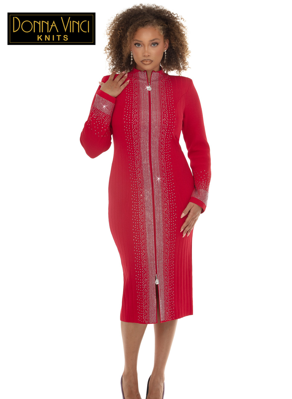 TUNIC DRESS / LADIES (Re) チュニックドレス Donna Vinci Knits Designer Church Dress 13478 in Red – Women's