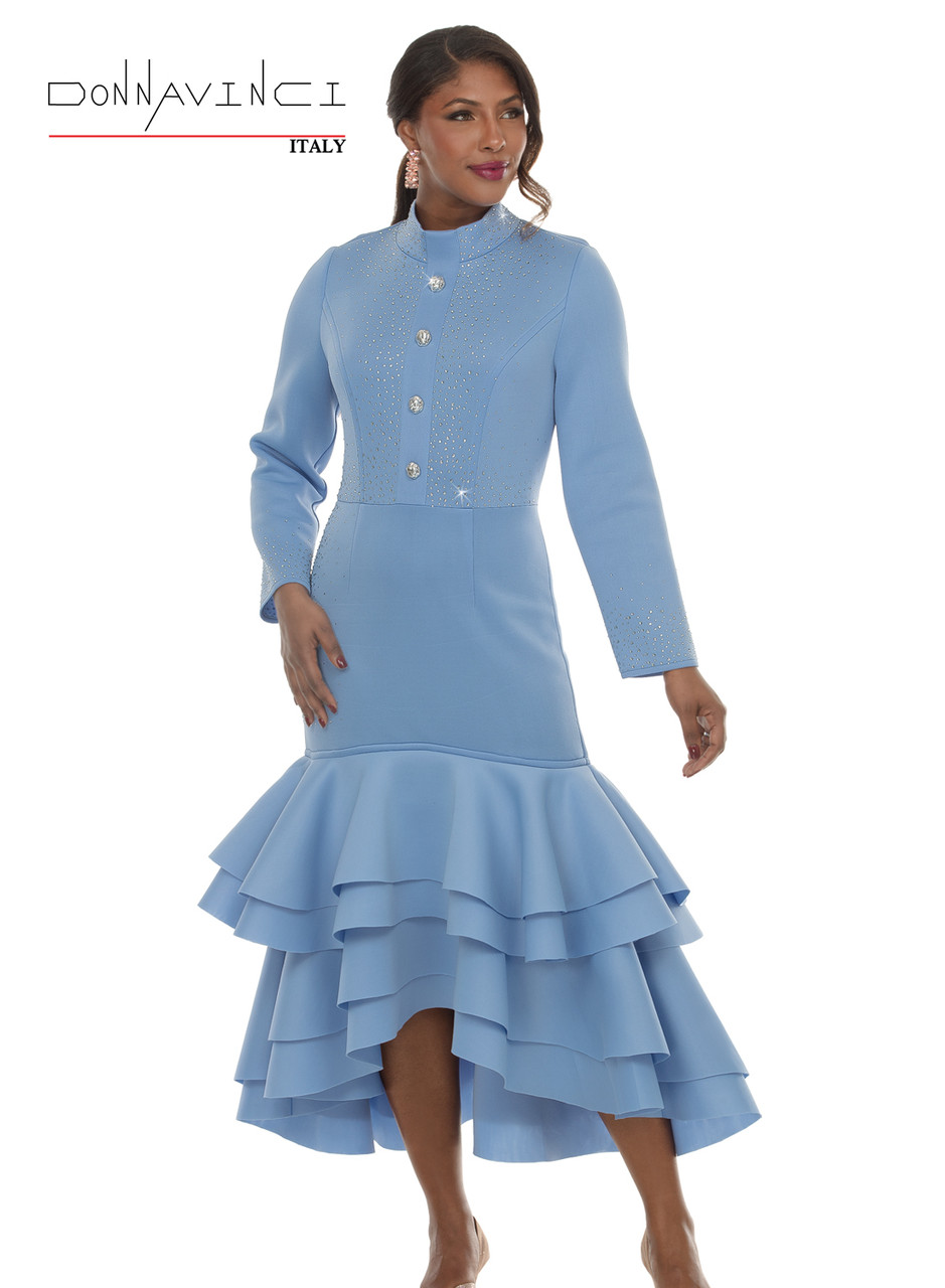 Donna Vinci 12301 Dusk Blue Women's Church Dress - Fall 2026