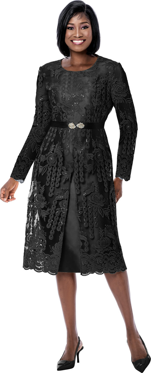 Terramina Dress 7385 Black Lace Overlay Dress | Elegant Special