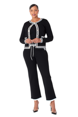 Kayla Sport 51008 3Pc Knit Pant  Set-Black