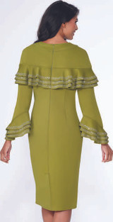 Donna Vinci 600651 olive green dress - Back View