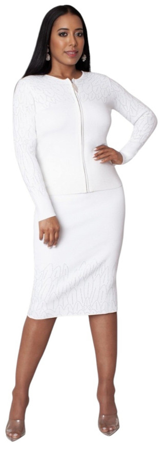 5382 White Knit Skirt Suit 5382 White Knit Skirt Suit