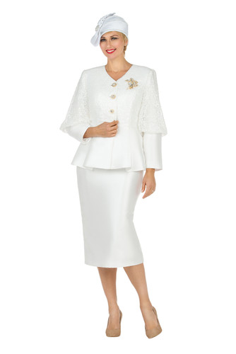 Giovanna G1171 2Pc Skirt Suit - White