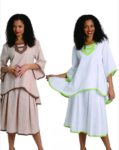 8215 2Pc Linen Skirt Suit - Size L