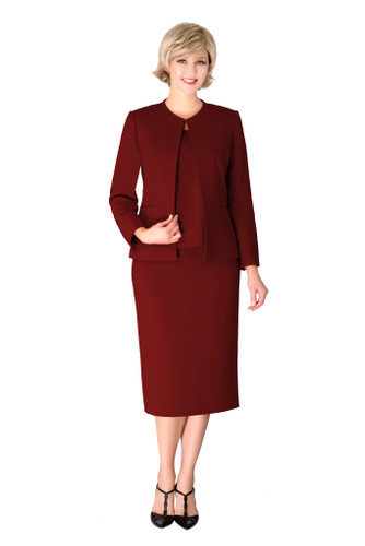 Giovanna S0721 3Pc Skirt Suit - Burgundy