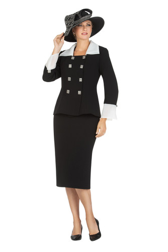 Giovanna 0742 2Pc Skirt Suit - B/W