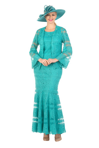 Giovanna 0974 3Pc Skirt Suit - Sea Green