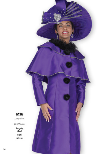 Champagne Italy 6116 Fall 2025 Long Coat in Purple 