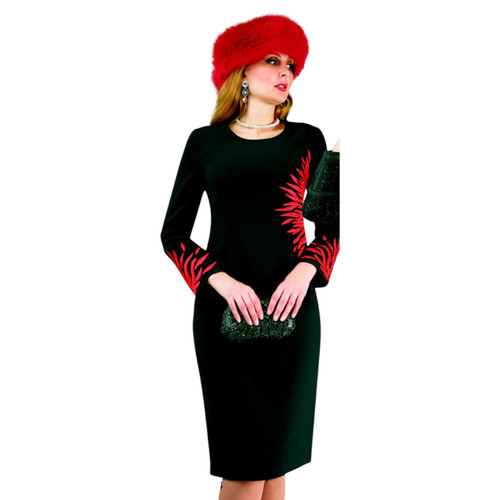 Lily & Taylor 890 Knit Dress with Pearl Trims – in 3 Colors