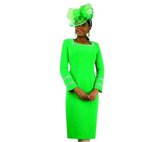 Lily & Taylor 890 Knit Dress with Pearl Trims – in 3 Colors