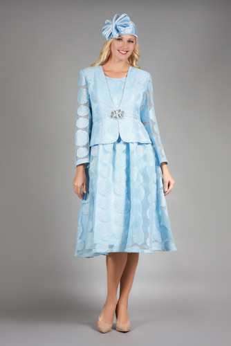 Giovanna D1345 2Pc Jacket and Dress - Ice Blue