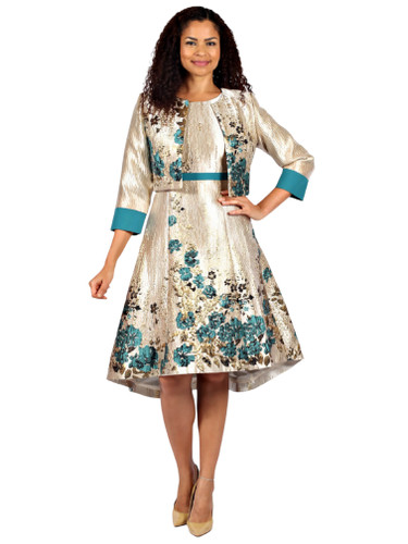 Diana 8753 2Pc Jacket and Dress Set -Teal