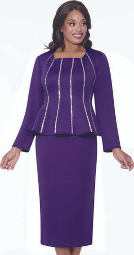 Stellar Looks SL600292 2Pc Skirt Suit-PUR