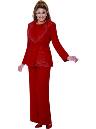 Dorinda Clark Cole 309093 Purple Rhinestone Trim Pant Suit - Fall 2025