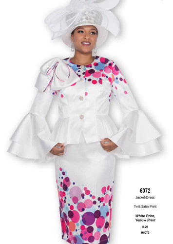 Aussie Austine 6072 White Print Twill Satin Jacket and Dress Fall 2025