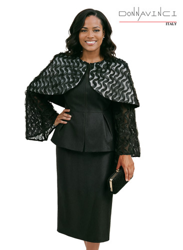 Donna Vinci 12265 Jacket & Skirt Set with Ruffles