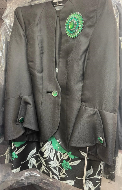 Lily Taylor 4553 3Pc Skirt Suit - Green Multi
