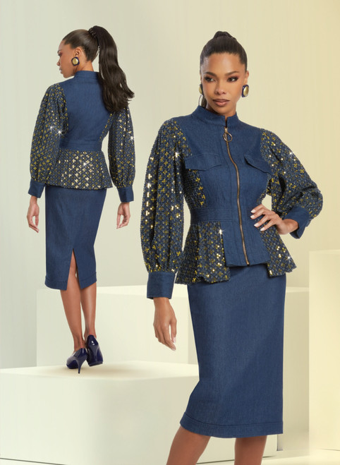 Donna Vinci 5826 Denim Skirt Suit