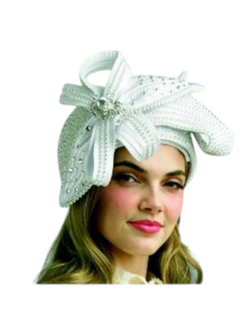 Lily and Taylor H419 White Brimless Women Church Hat