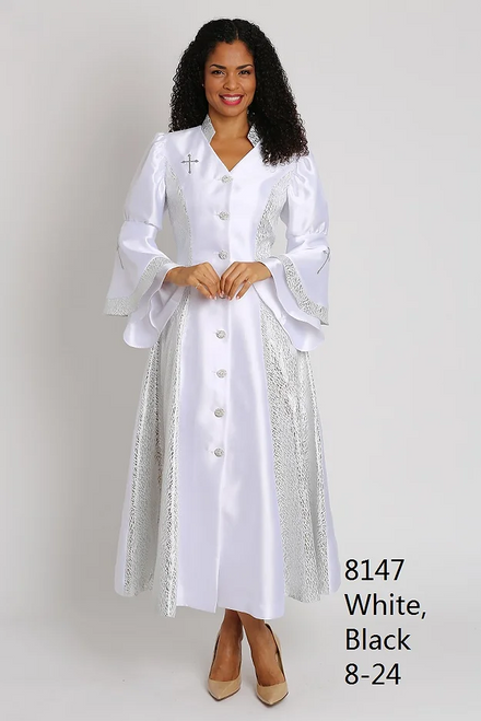 Diana 8147 Women Clergy Robe - White