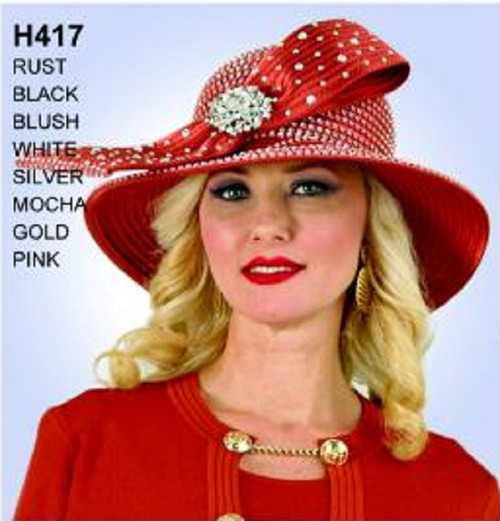 Lily and Taylor H417 Red Designer Women Wide Brimmed Hat
