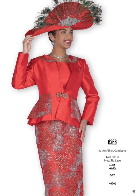 Elite Champagne 6266 Fall 2025 Jacket/Skirt/Camisole in Red 