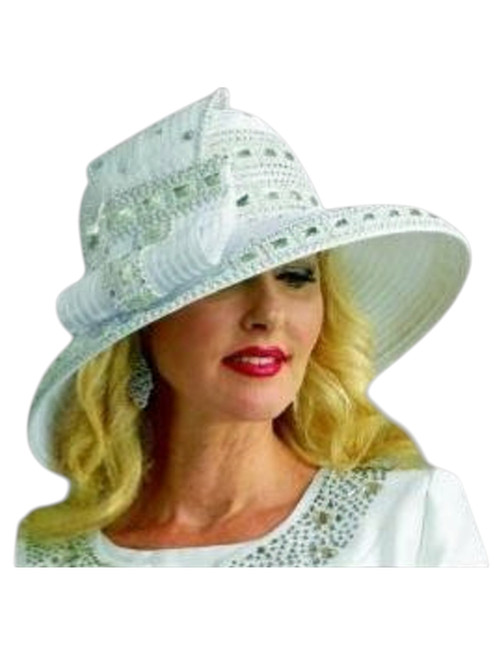 Lily and Taylor H567 White Women Special Occasion Wide Brim Hat
