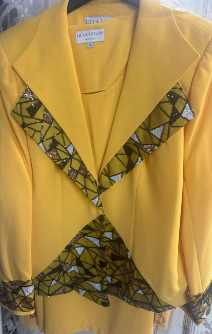 Lily Taylor 4727 3Pc Skirt Suit - Yellow