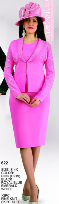 Lily and Taylor Knits 622 Pink Skirt Set