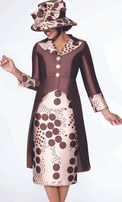 GMI G400682 Brown Polka Dot High-Low Church Suit