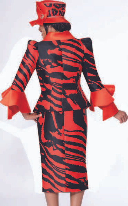 G401022 Bold Red & Black Church Suit - Back
