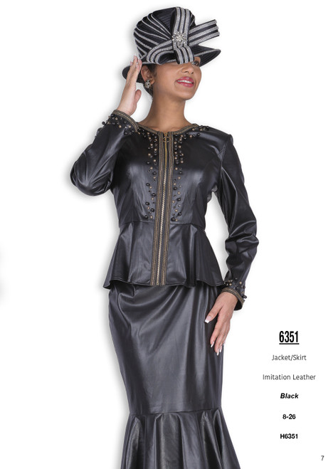 Elite Champagne 6351 Fall 2025 Jacket/Skirt in Black Imitation Leather