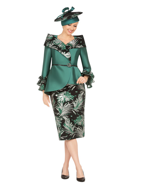 Giovanna G1312 Green/Black – Fall 2025 Designer Church Outfit for Women Giovanna G1312 Green/Black – Fall 2025 Designer Church Outfit for Women