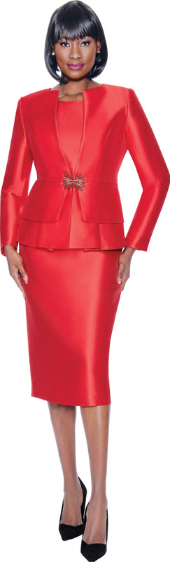 Terramina 7990 3Pc Skirt Suit - Red