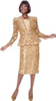 Terramina 7134 3Pc Skirt Suit - Gold