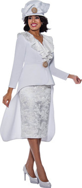 GMI G9182 Women 2Pc Church Suit - White - Elegance Fashions