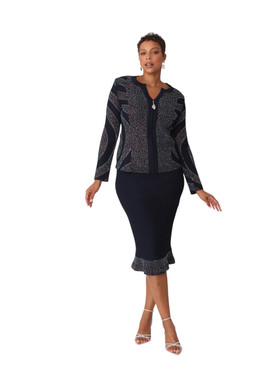 Liorah Knits Designer Church Suit 7313 Navy – Women's Special