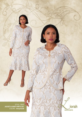 Resurrection レザレクション　ジオメトリック　ニット　セットアップ Liorah Knits Designer Church Suit 7317 – Women's Special Occasions