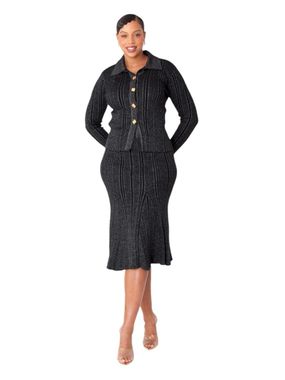 Kayla Knit Skirt Suit 5393-White main image 0