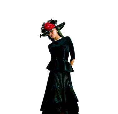 Lily and Taylor 5101 Pleated Hi-Low Skirt Suit – Black | Eleganze