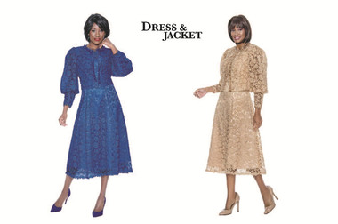 スーツ・フォーマル・ドレス volum tulle jacket set dress Terramina 7051 Women's Lace Church Dress - 6 Colors