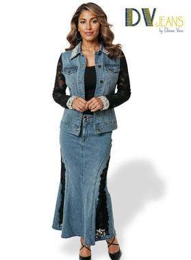 Donna Vinci Designer Church Suit 8519 Blue Denim – Women's Special