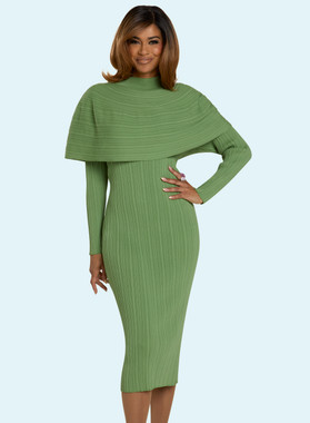 Ribcrafted Knit Dress Set /andwang【最終値下】 Donna Vinci Knit Designer Church Dress 13444 Sage – Elegant
