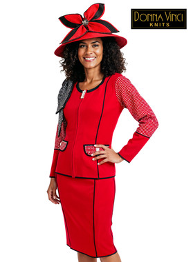 Donna Vinci Knits Church Suit 13461 Red – Designer Women's Special