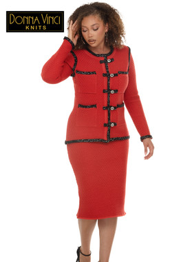 donna SPICCOワンピース＆チュニックセット❤️ Donna Vinci Knits 13477 Paprika Knit 2-Piece Jacket & Skirt Set