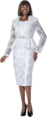 Terramina Women Church Suit 7360 White Skirt Set– Elegant Women's